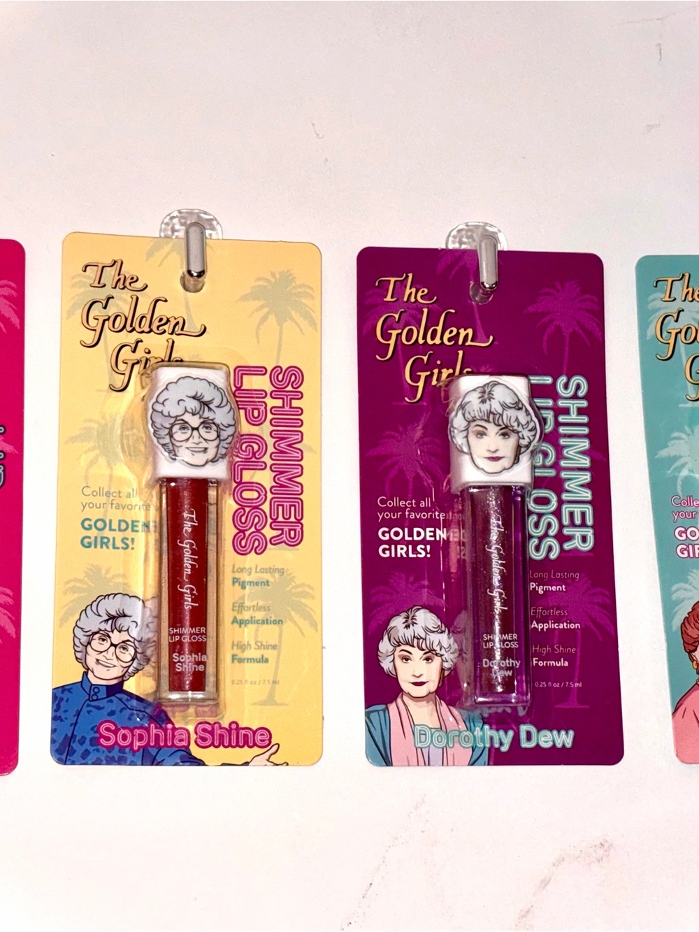 The Golden Girls Shimmer Lip Gloss Set of 4 Sophia Blanche Dorothy Rose